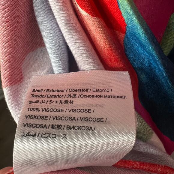 Farm Rio One Shoulder Multicolor Slim Floral Midi Dress Size Medium - Picture 8 of 9